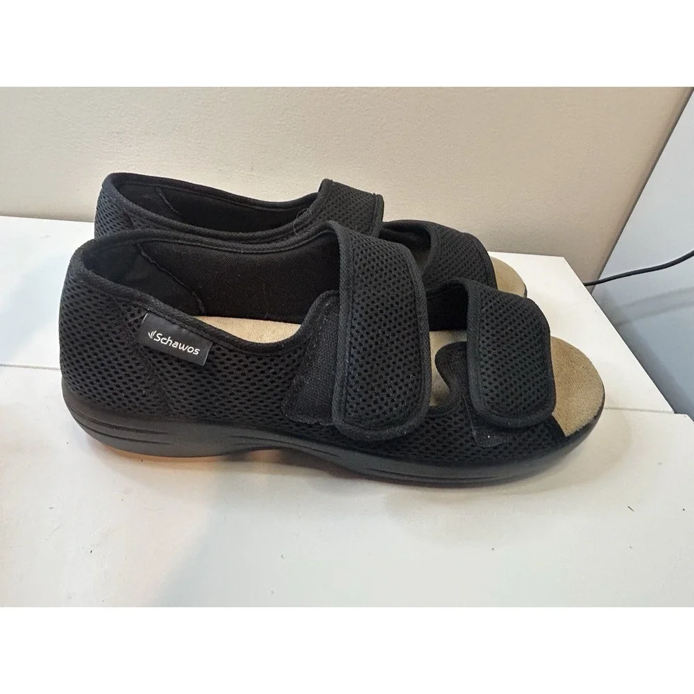 Schawos‎ Anatomic Orthotic Black Sandals EU 44 Slip Resistant Soles Men Sz 10.5